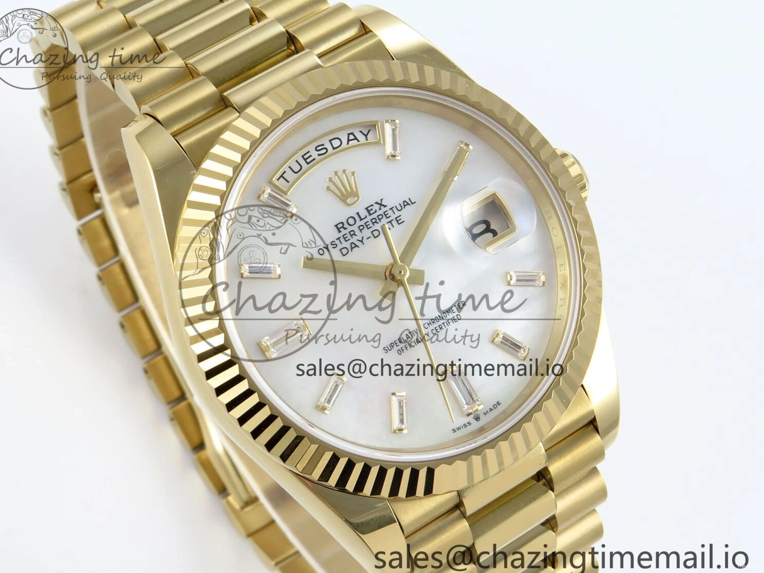 MiroTime 1219 Day Date 40 YG 228238 Noob 1:1 Best Edition White MOP Crystal Dial on President Bracelet A2836 (Gain Weight) Breathable 804